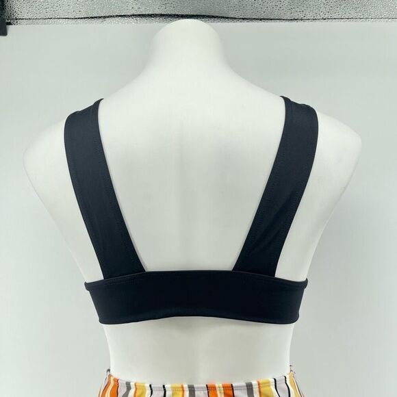 ASOS Swim Mix and Match High Waist Stripe Bottom with Black Bralette Top Size 8 - Picture 9 of 15